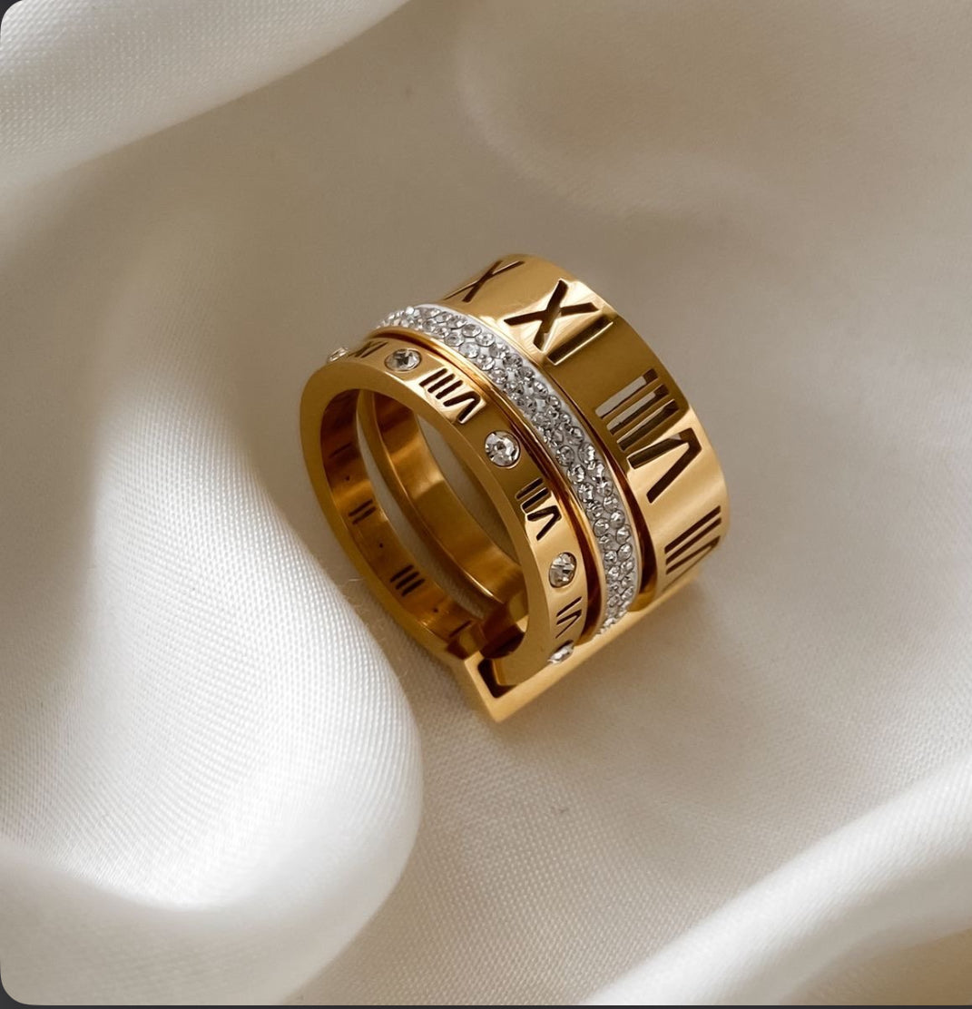 Roman Triple Stacker Ring