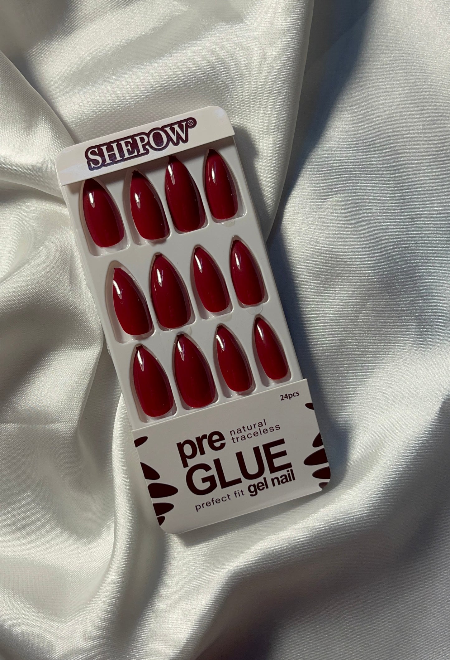 Pre-Glue Maroon Nails