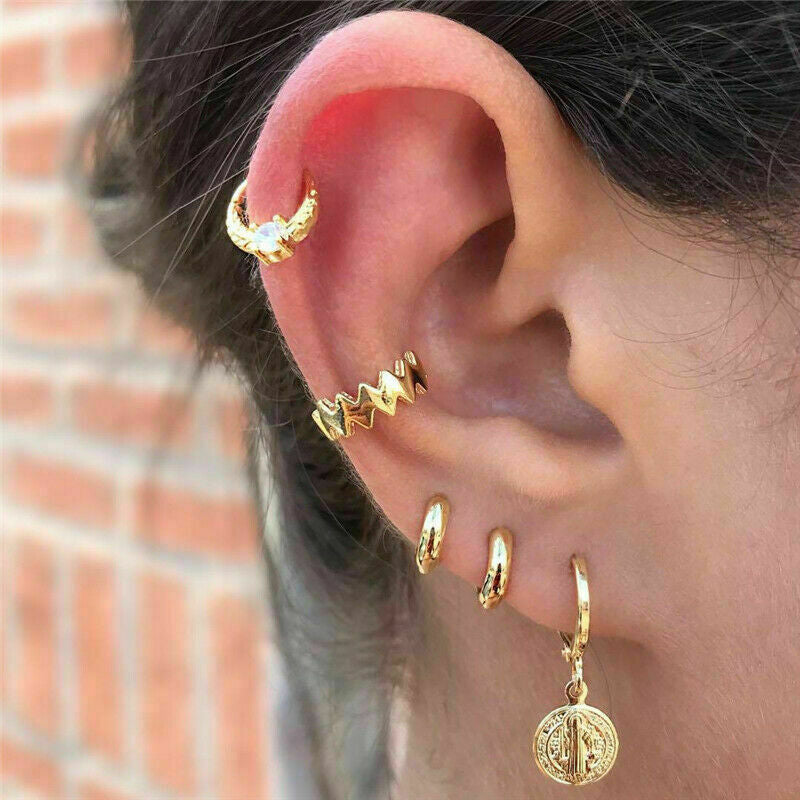 Earring Clip Set Multiple Stud Earrings set Simple Hoop Earring Set Dangling Earring 5PCS