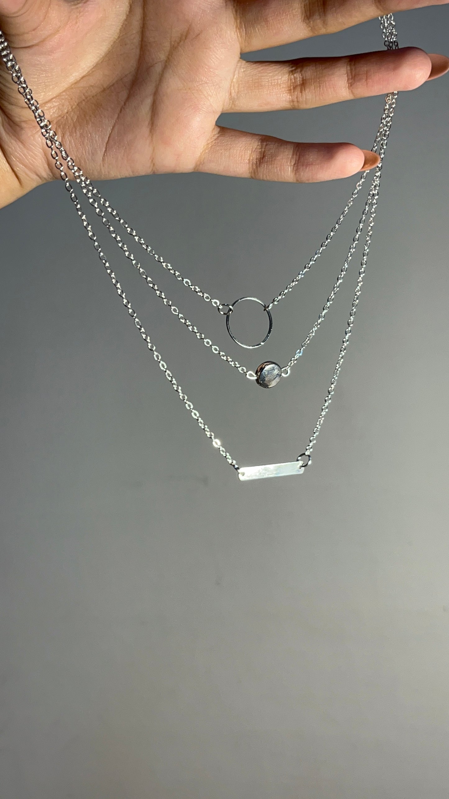 3 Layer Necklace Silver-012