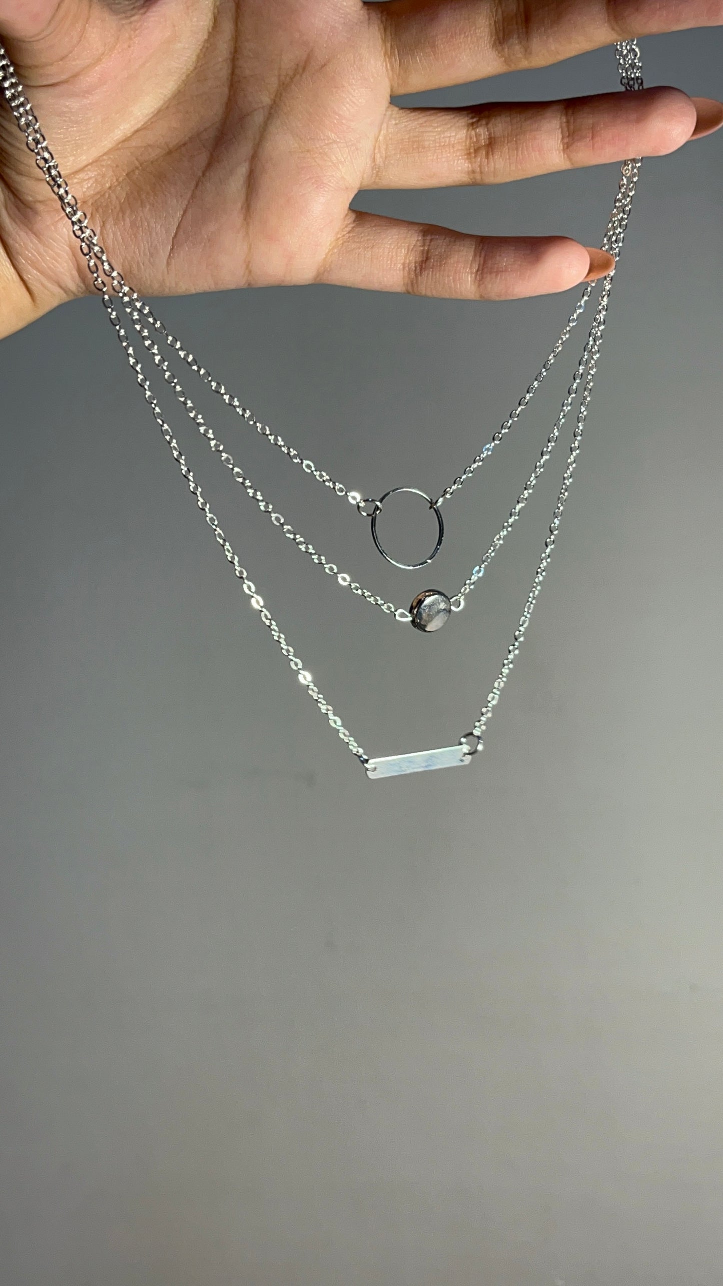 3 Layer Necklace Silver-012