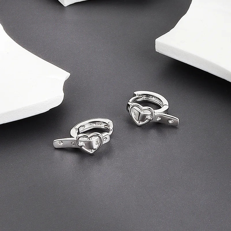 Heart Shape Silver Earcuffs