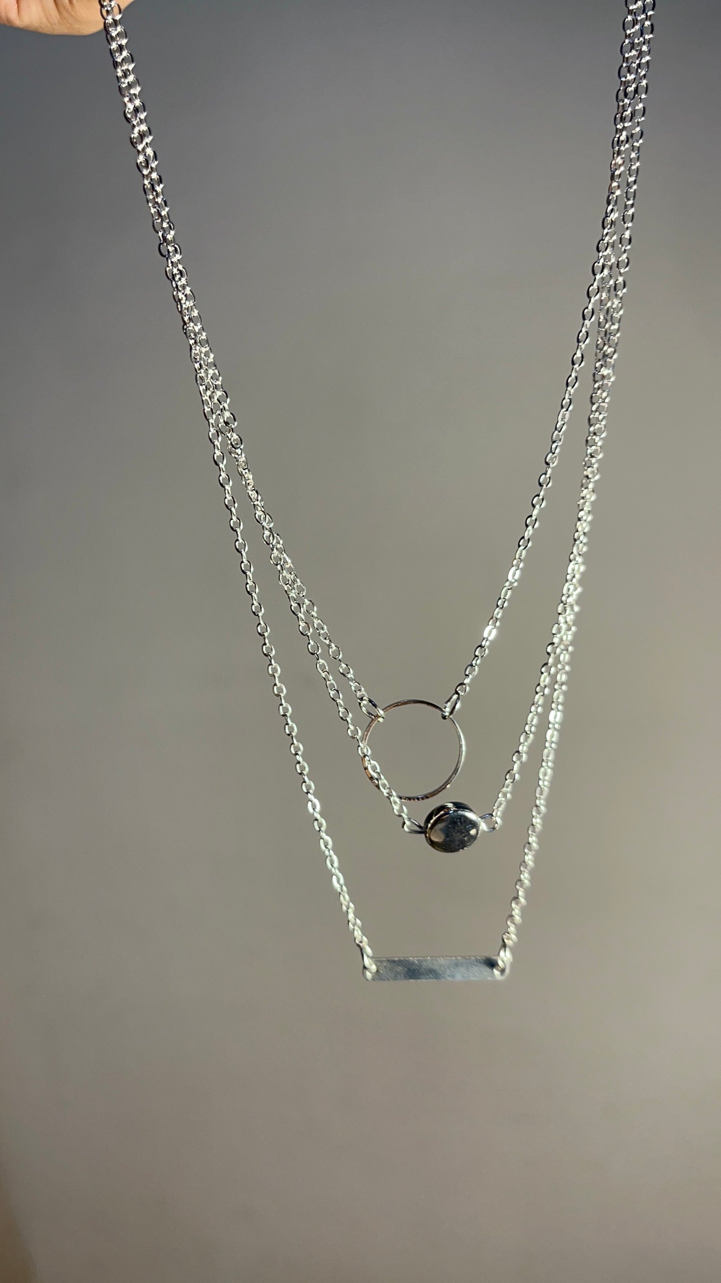 3 Layer Necklace Silver-012