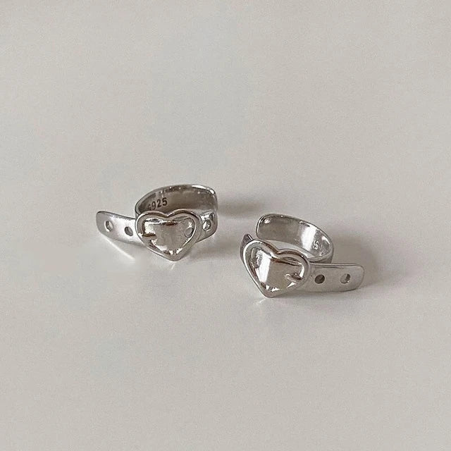 Heart Shape Silver Earcuffs