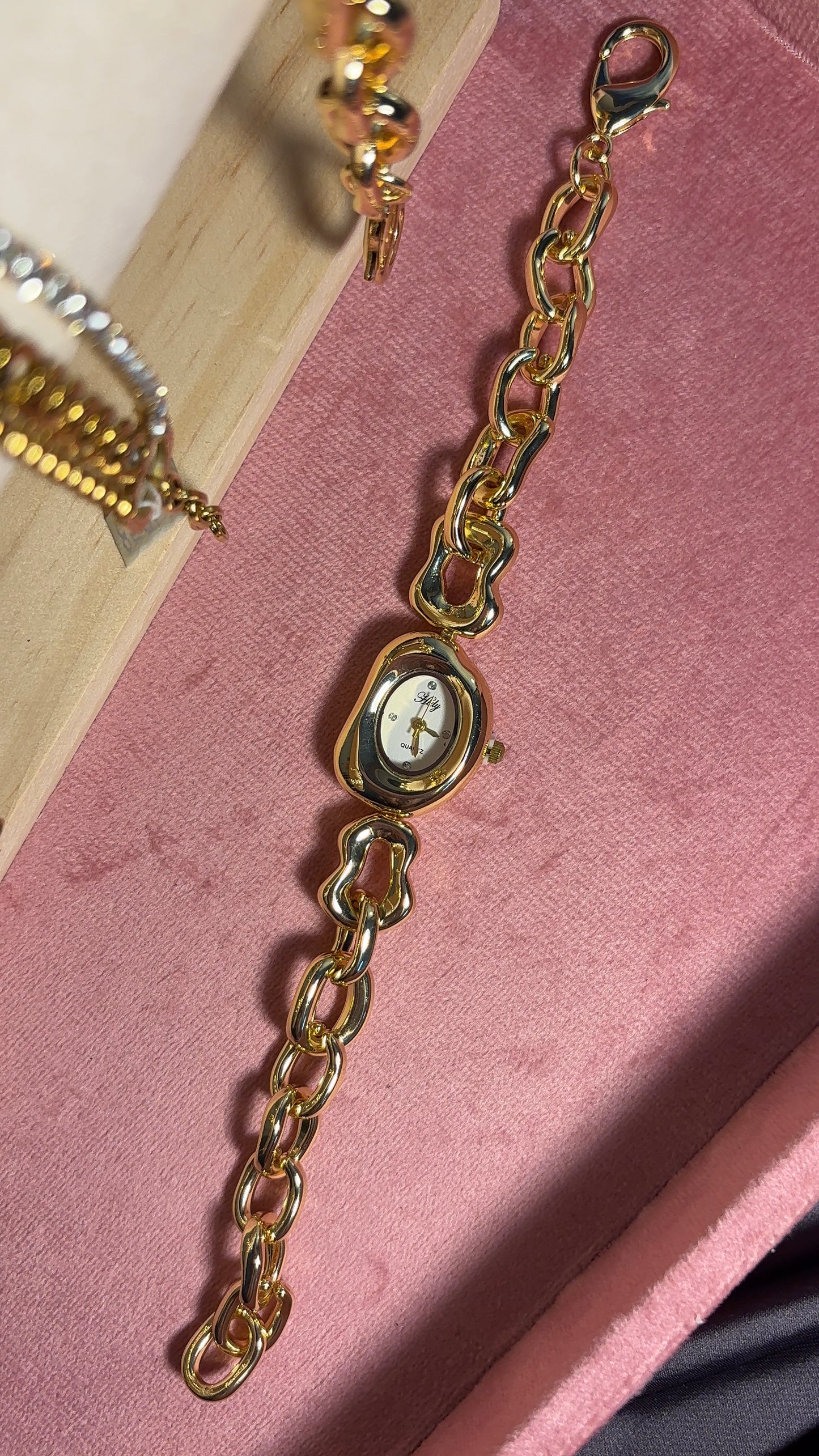 Dainty Gold Adjustable Bracelet Watch - White
