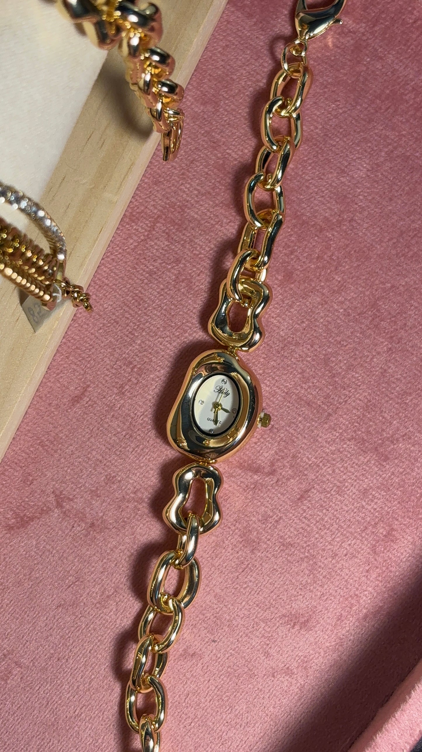 Dainty Gold Adjustable Bracelet Watch - White