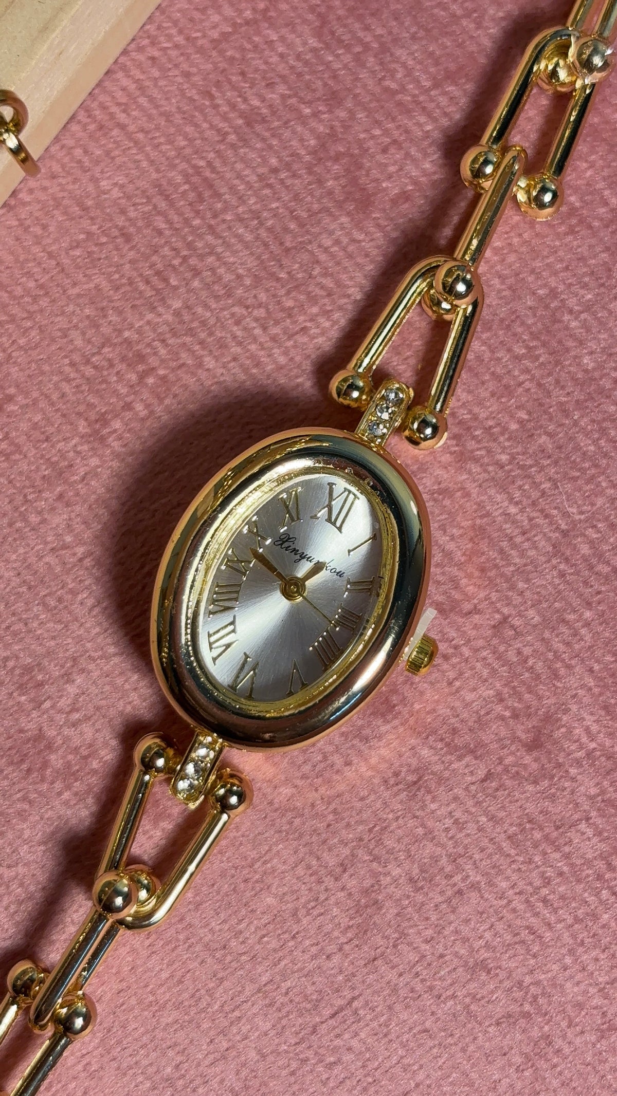 Oval Gold Adjustable Link Watch - Graphite
