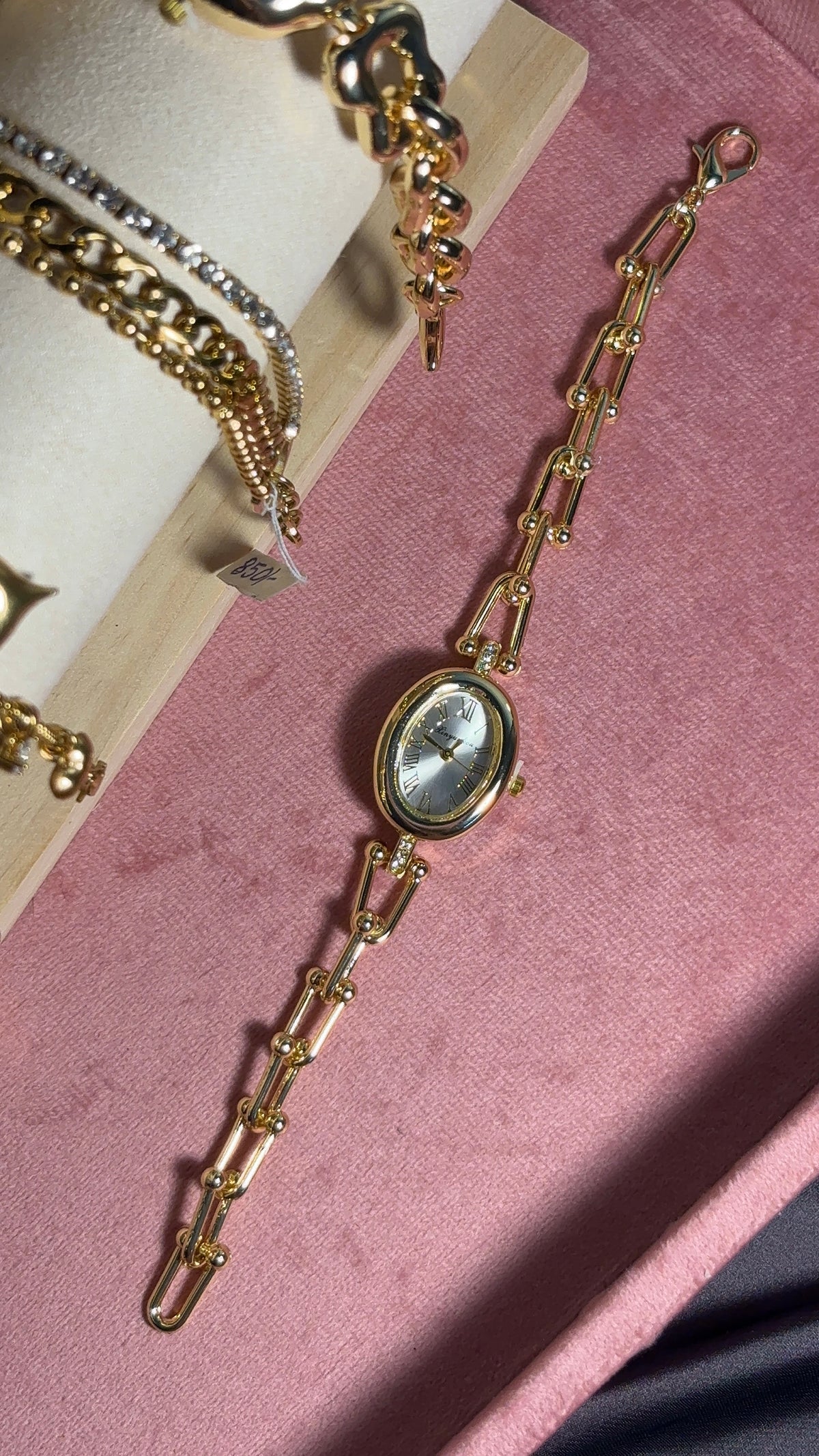 Oval Gold Adjustable Link Watch - Graphite