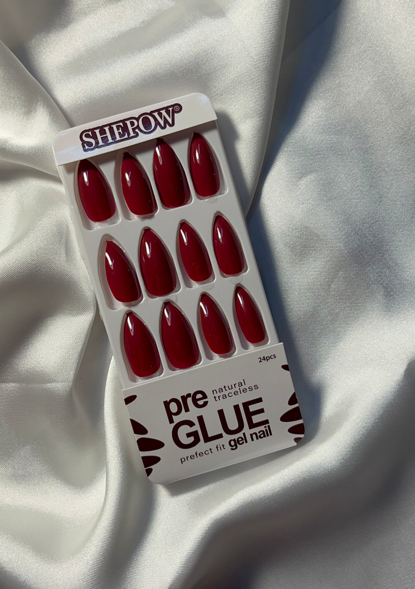 Pre-Glue Maroon Nails