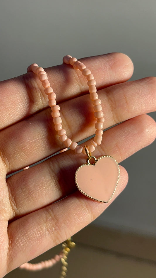 Heart Necklace Pink