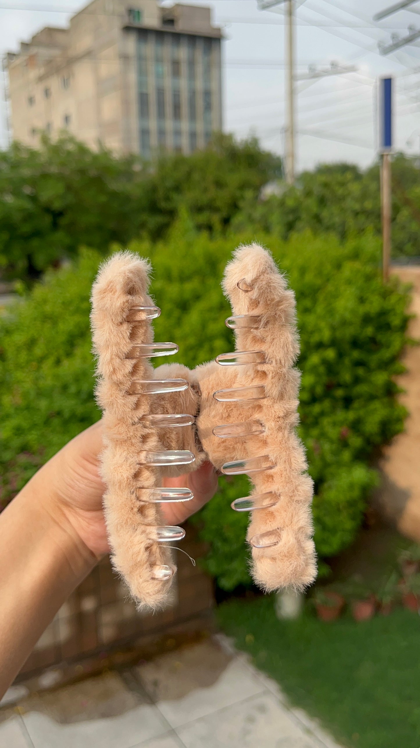 Peach Fur Clip