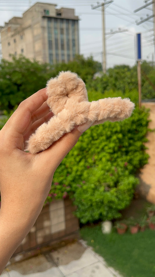 Peach Fur Clip