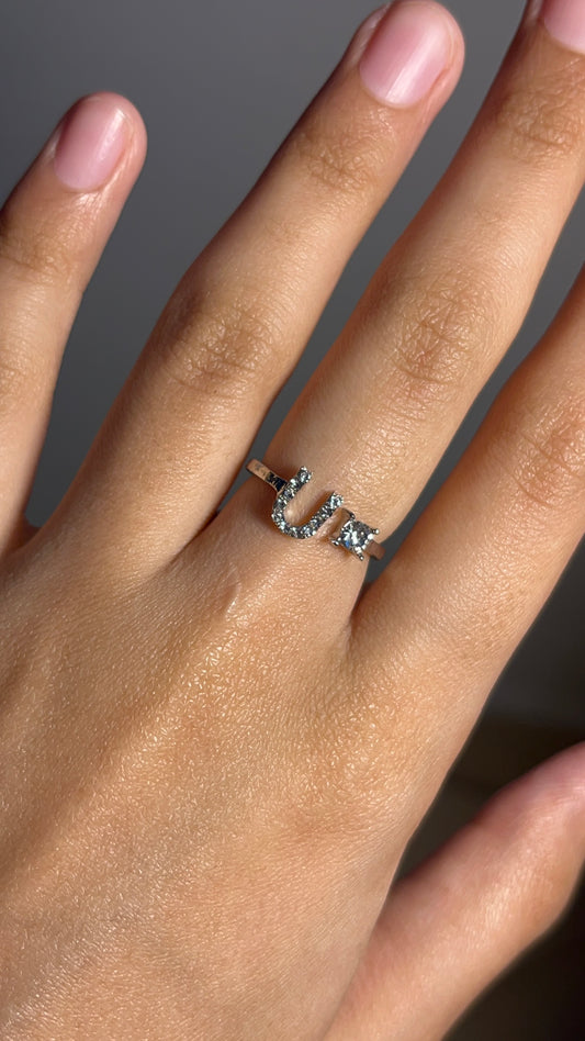 Name Initials Ring U Silver-061
