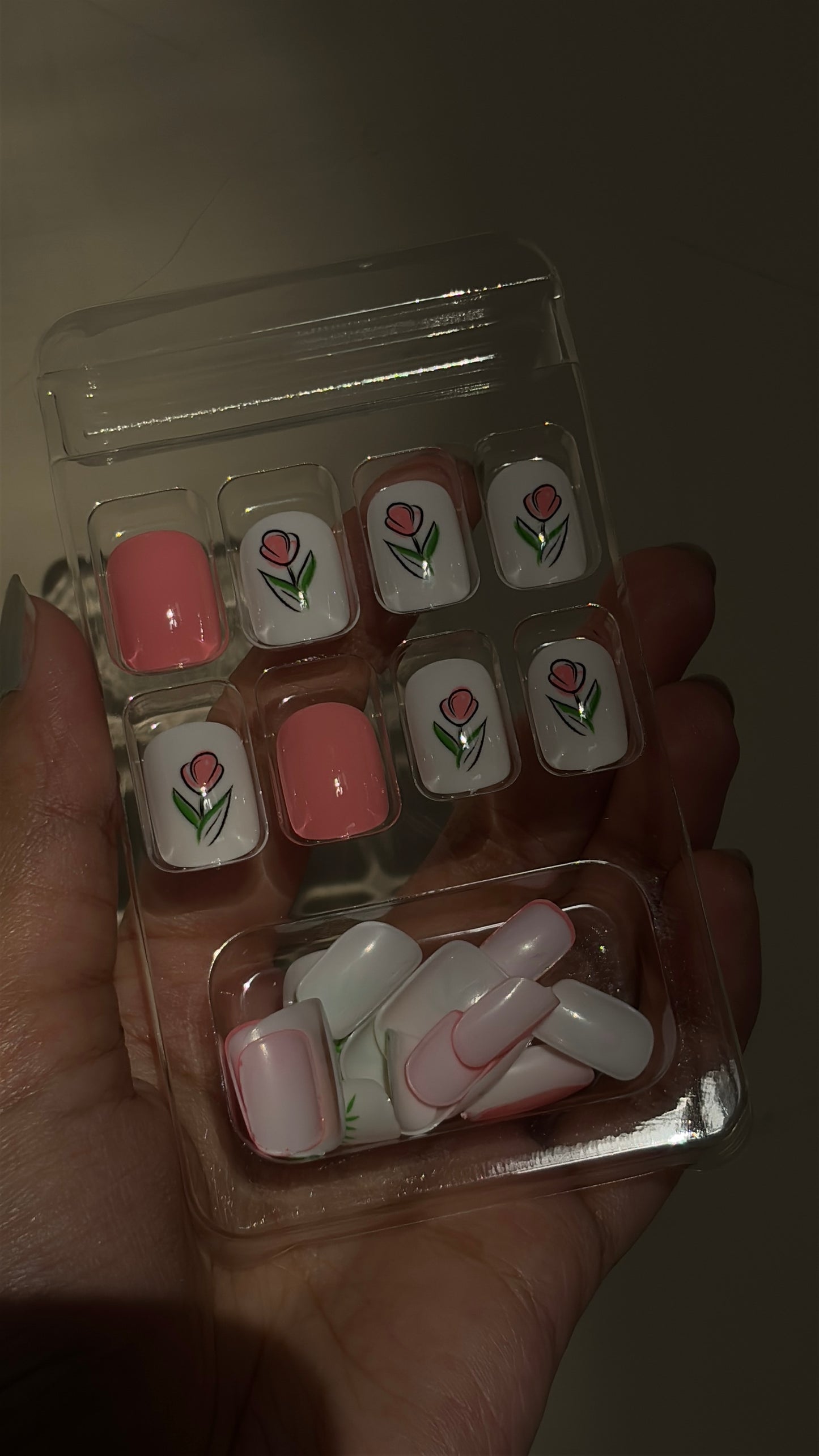 Floral Nails with glue stickers