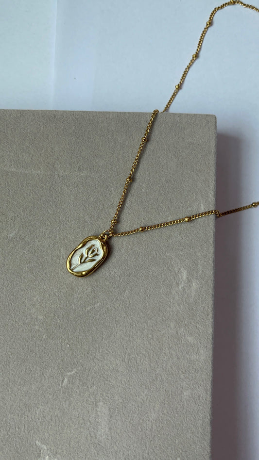 White n Gold Rose Pendant