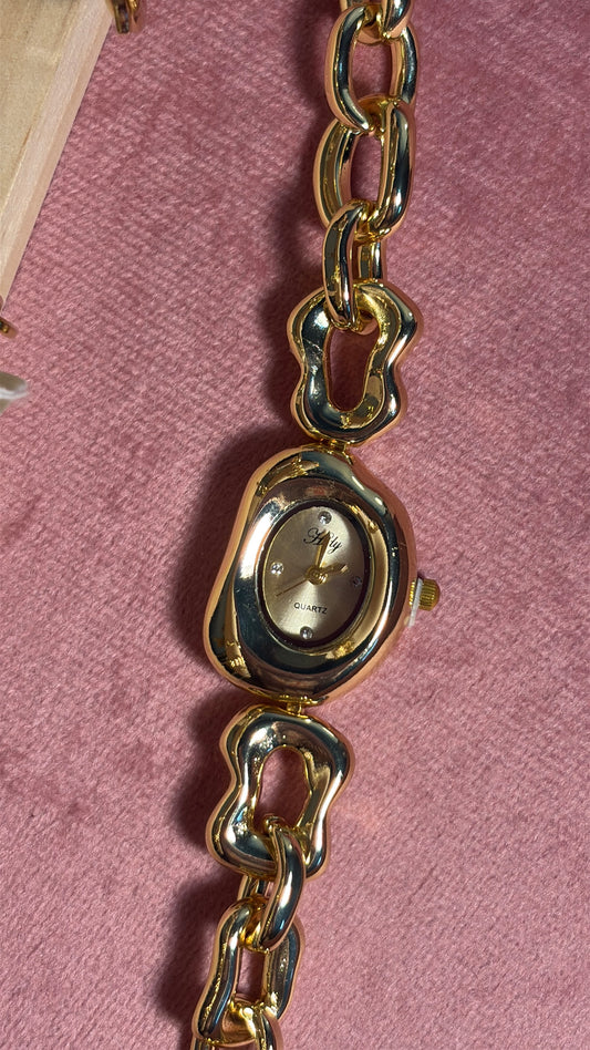 Dainty Gold Adjustable Bracelet Watch