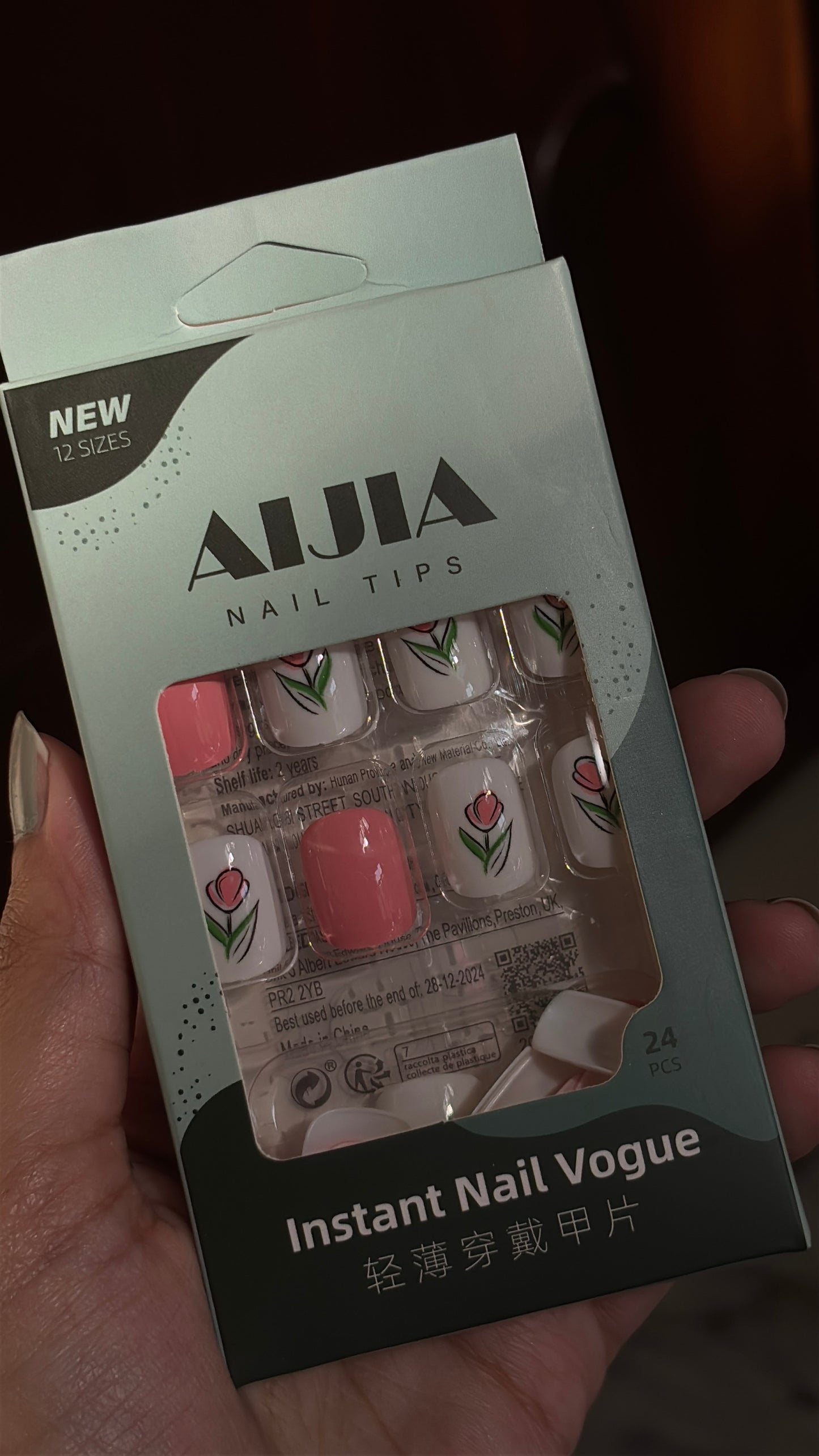 Floral Nails with glue stickers