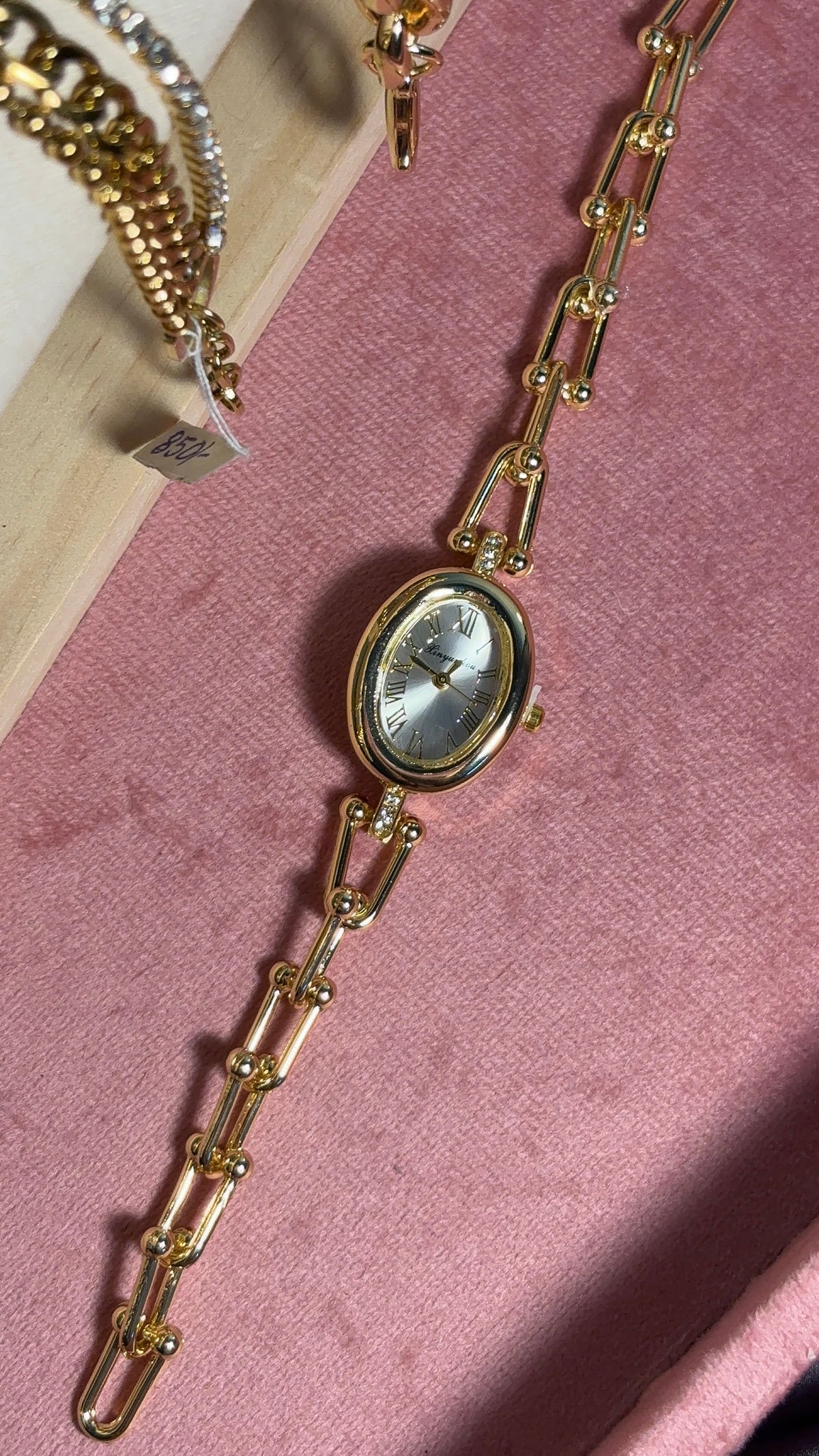 Oval Gold Adjustable Link Watch - Graphite