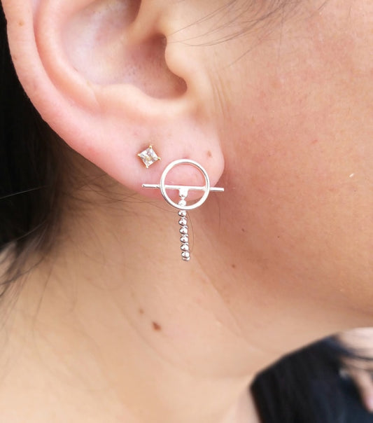 Chain and moon Stud Earings