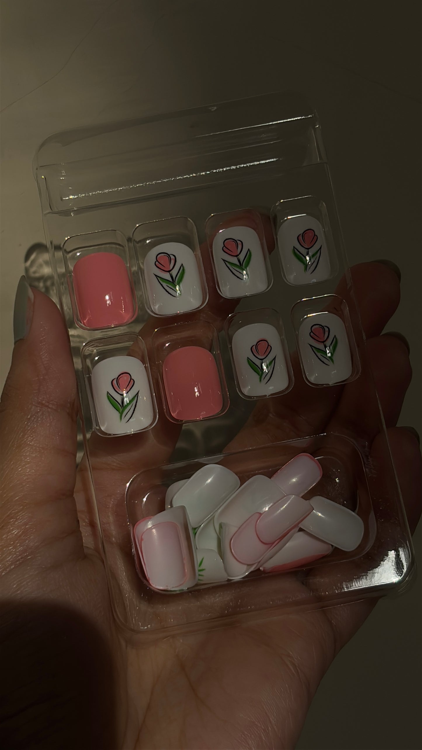 Floral Nails with glue stickers