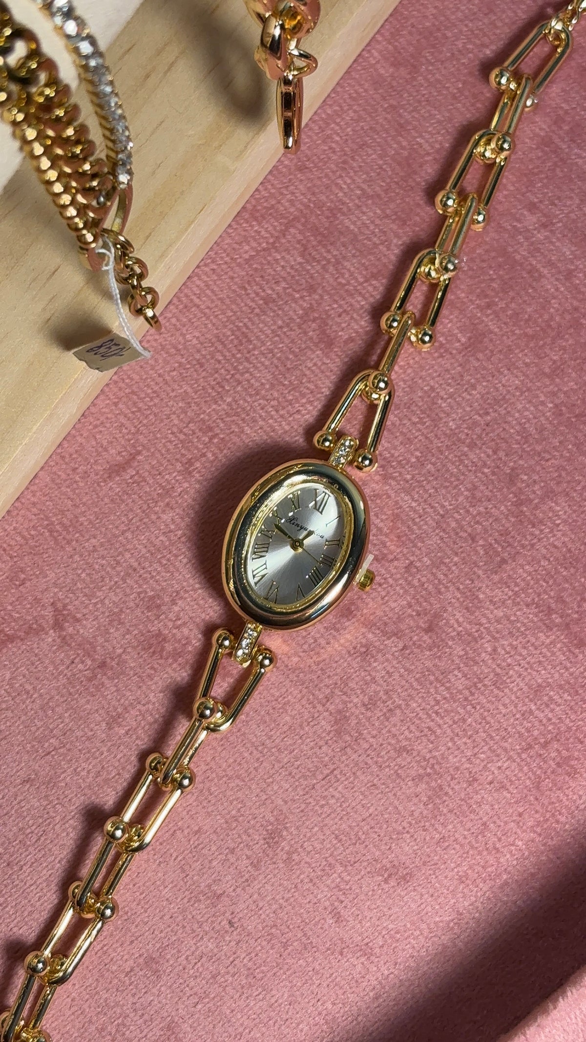 Oval Gold Adjustable Link Watch - Graphite