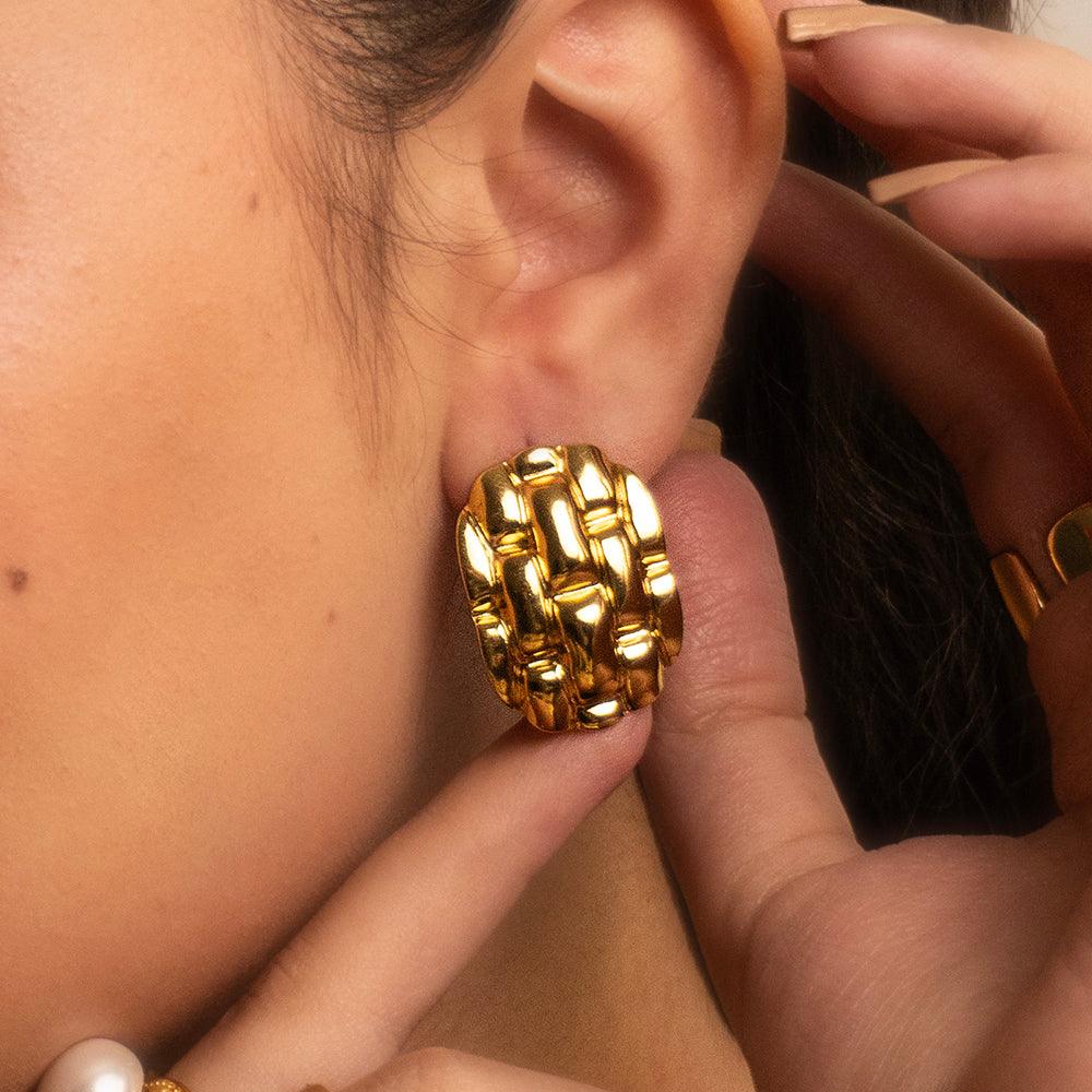 Big Mesh Gold Earrings