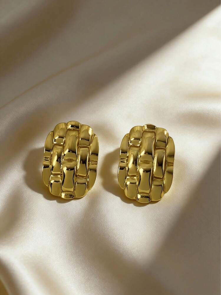 Big Mesh Gold Earrings