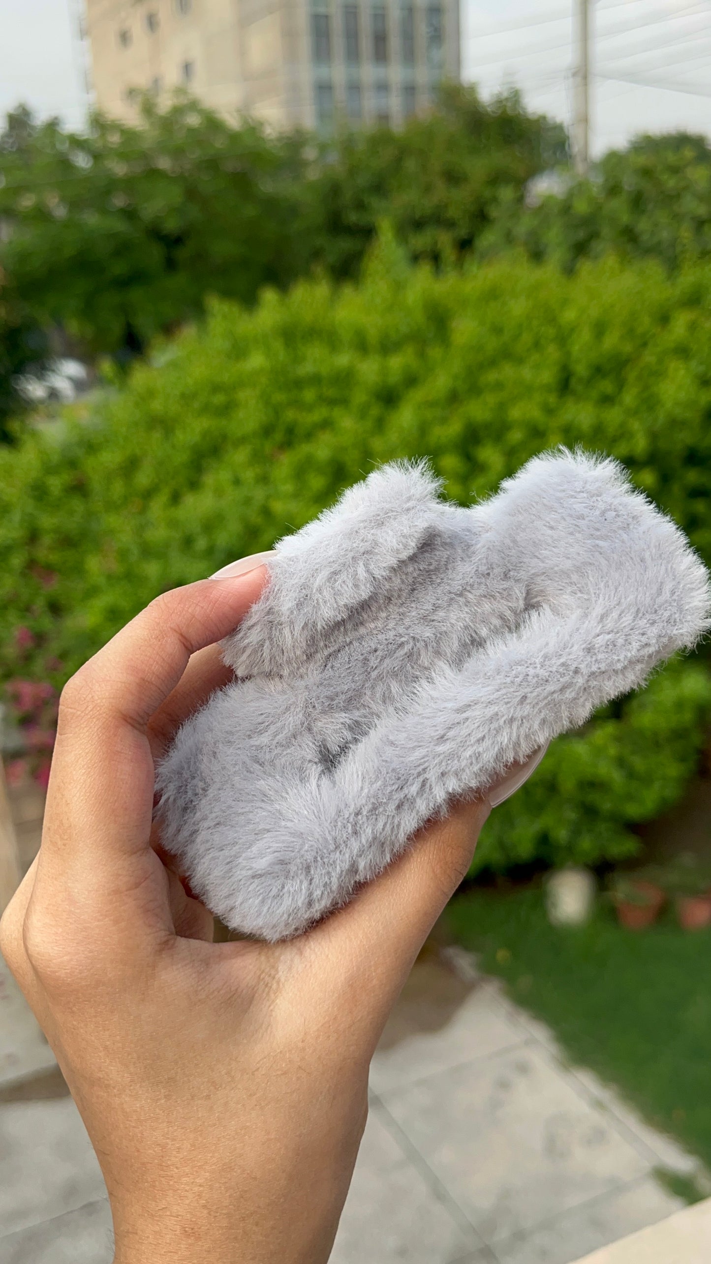 Fur Rectangular Grey Clip