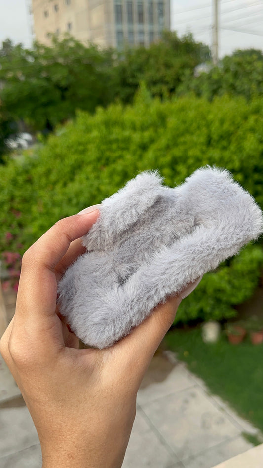 Fur Rectangular Grey Clip
