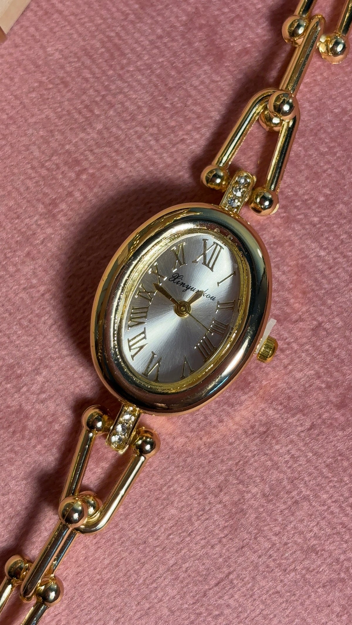 Oval Gold Adjustable Link Watch - Graphite