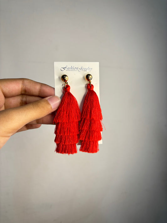 Red Tassel Earings