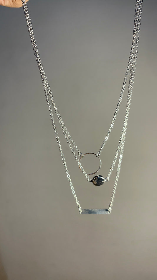 3 Layer Necklace Silver-012