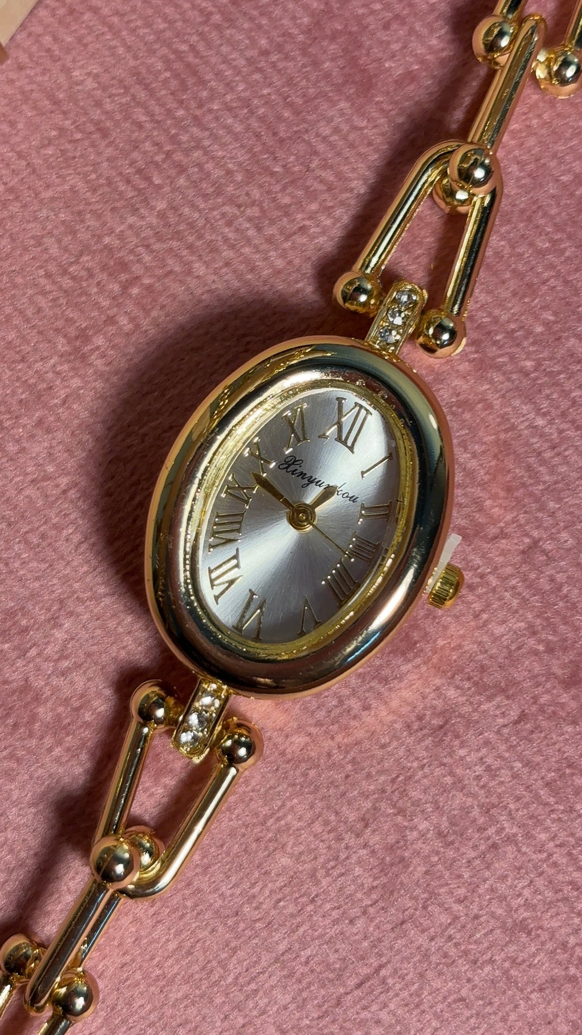 Oval Gold Adjustable Link Watch - Graphite