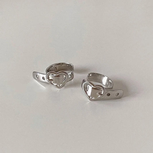 Heart Shape Silver Earcuffs